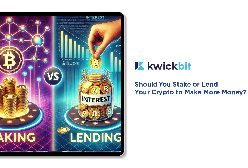 the image illustrating the comparison between staking and lending in the cryptocurrency world